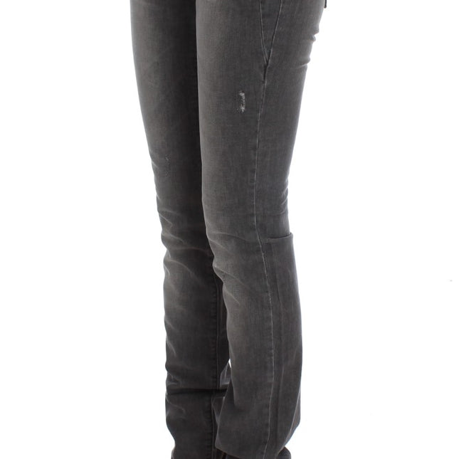 John Galliano Gray Wash Cotton Blend Slim Fit Stretch Jeans