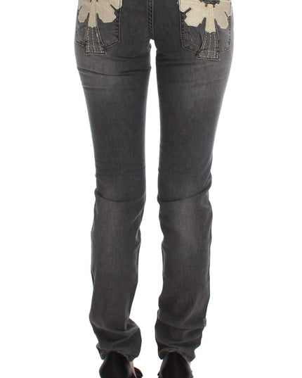 John Galliano Gray Wash Cotton Blend Slim Fit Stretch Jeans