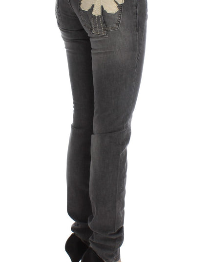 John Galliano Gray Wash Cotton Blend Slim Fit Stretch Jeans
