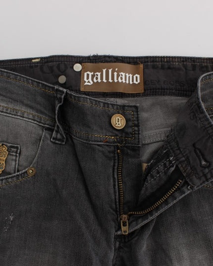 John Galliano Gray Wash Cotton Blend Slim Fit Stretch Jeans