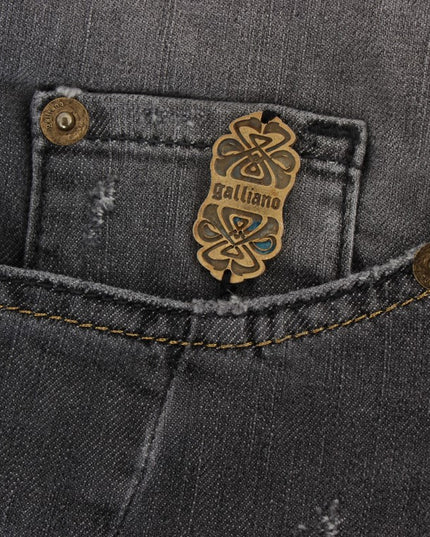 John Galliano Gray Wash Cotton Blend Slim Fit Stretch Jeans