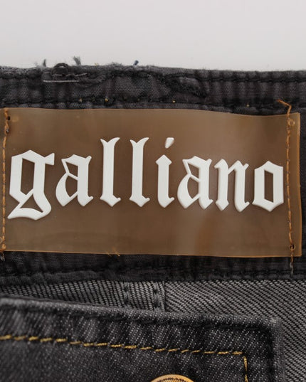 John Galliano Gray Wash Cotton Blend Slim Fit Stretch Jeans