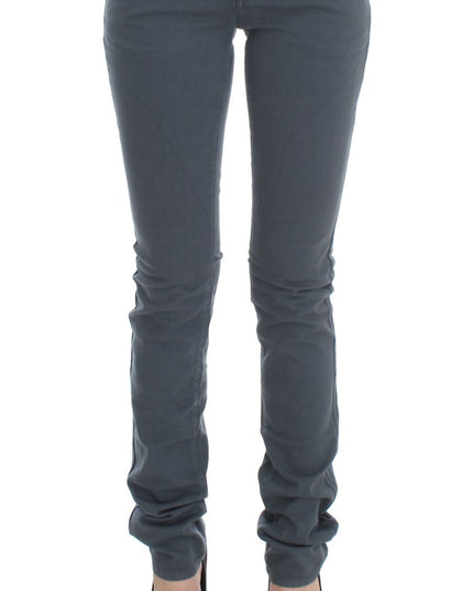 John Galliano Blue Cotton Blend Slim Fit High Waist Jeans