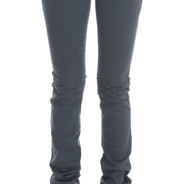 John Galliano Blue Cotton Blend Slim Fit High Waist Jeans