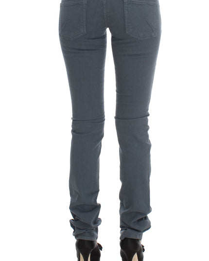 John Galliano Blue Cotton Blend Slim Fit High Waist Jeans