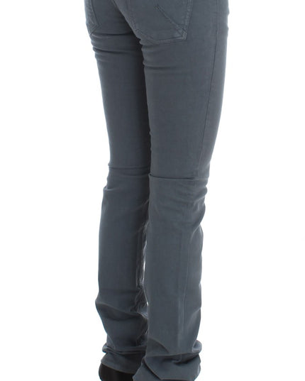 John Galliano Blue Cotton Blend Slim Fit High Waist Jeans