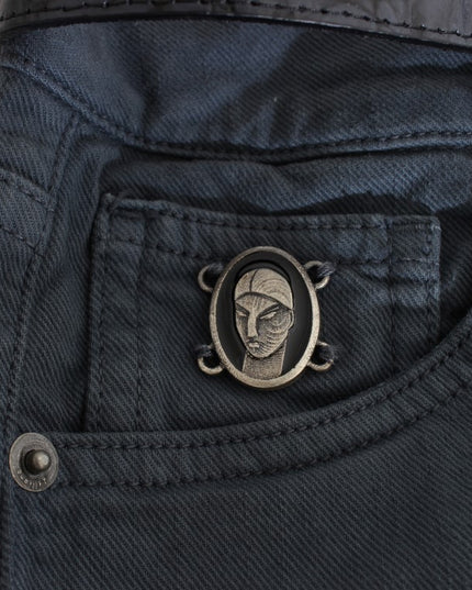 John Galliano Blue Cotton Blend Slim Fit High Waist Jeans