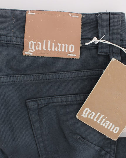 John Galliano Blue Cotton Blend Slim Fit Bootcut Jeans