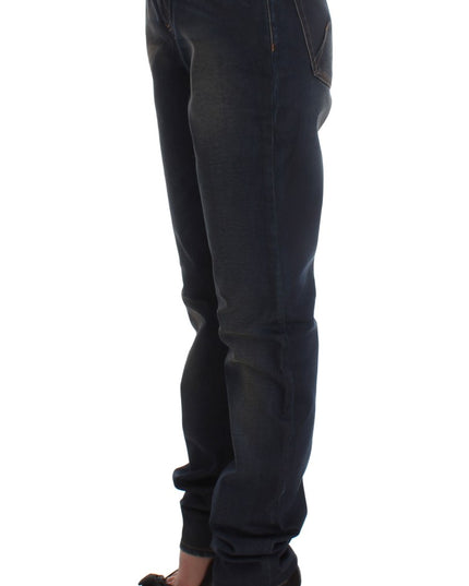 John Galliano Blue Wash Cotton Blend Boyfriend Fit Jeans