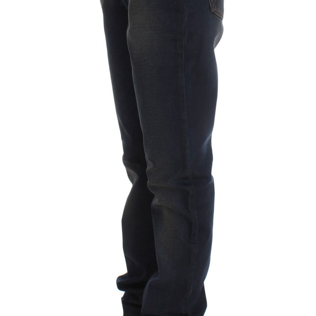 John Galliano Blue Wash Cotton Blend Boyfriend Fit Jeans