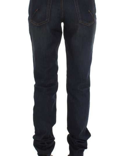 John Galliano Blue Wash Cotton Blend Boyfriend Fit Jeans