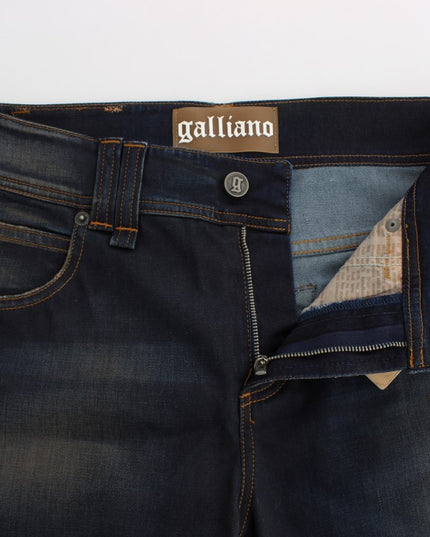 John Galliano Blue Wash Cotton Blend Boyfriend Fit Jeans