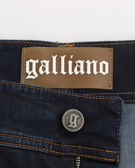 John Galliano Blue Wash Cotton Blend Boyfriend Fit Jeans