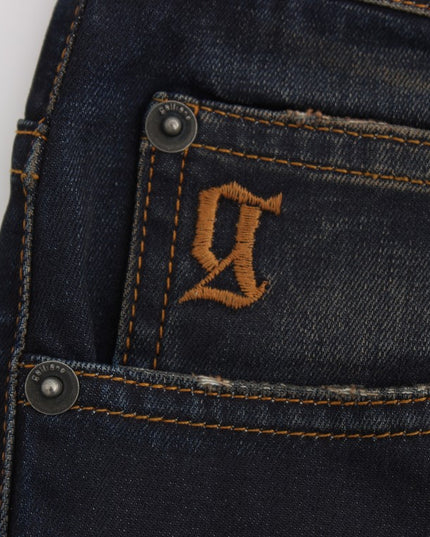 John Galliano Blue Wash Cotton Blend Boyfriend Fit Jeans