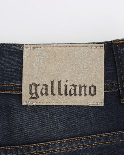 John Galliano Blue Wash Cotton Blend Boyfriend Fit Jeans