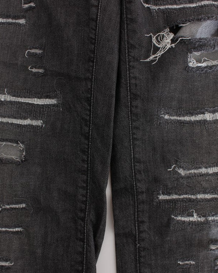 John Galliano Gray Wash Cotton Torn Straight Fit Jeans