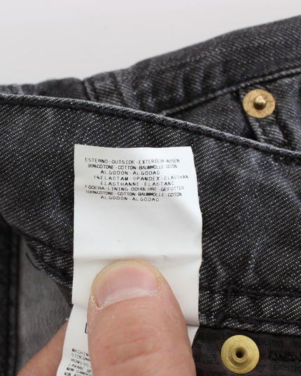 John Galliano Gray Wash Cotton Torn Straight Fit Jeans