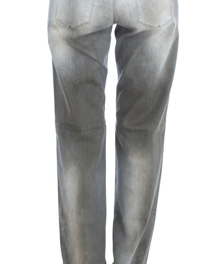 Ermanno Scervino Gray Cotton Blend Loose Fit Boyfriend Jeans
