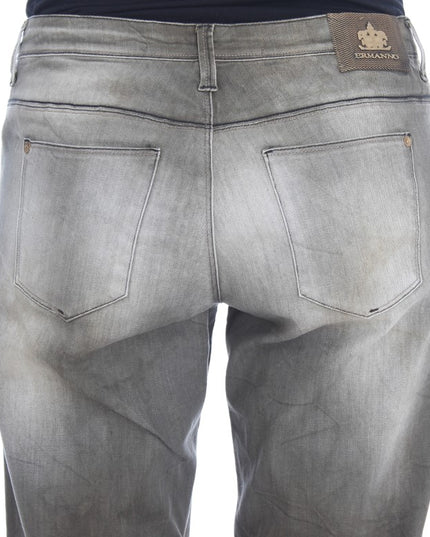 Ermanno Scervino Gray Cotton Blend Loose Fit Boyfriend Jeans