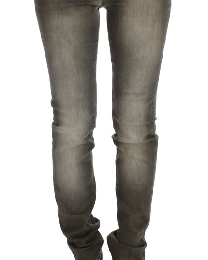Ermanno Scervino Gray Wash Cotton Blend Slim Fit Jeans