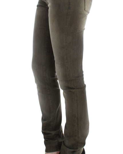 Ermanno Scervino Gray Wash Cotton Blend Slim Fit Jeans