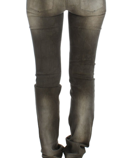 Ermanno Scervino Gray Wash Cotton Blend Slim Fit Jeans