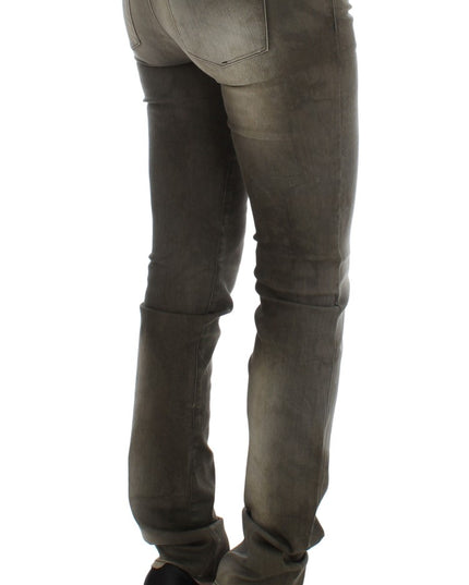 Ermanno Scervino Gray Wash Cotton Blend Slim Fit Jeans
