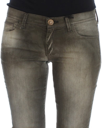 Ermanno Scervino Gray Wash Cotton Blend Slim Fit Jeans