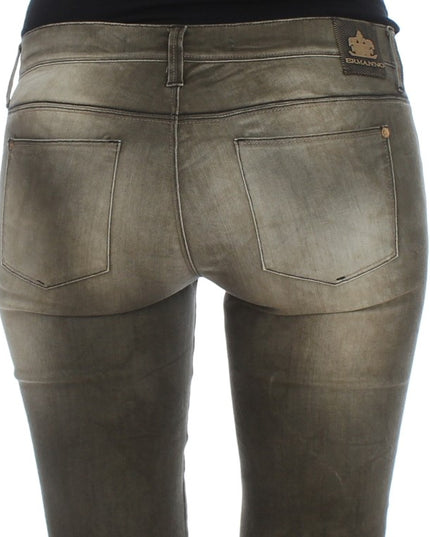 Ermanno Scervino Gray Wash Cotton Blend Slim Fit Jeans