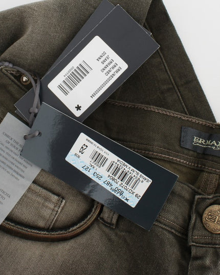 Ermanno Scervino Gray Wash Cotton Blend Slim Fit Jeans