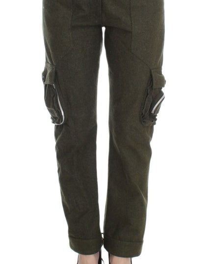 Ermanno Scervino Green Wool Blend Loose Fit Cargo Pants