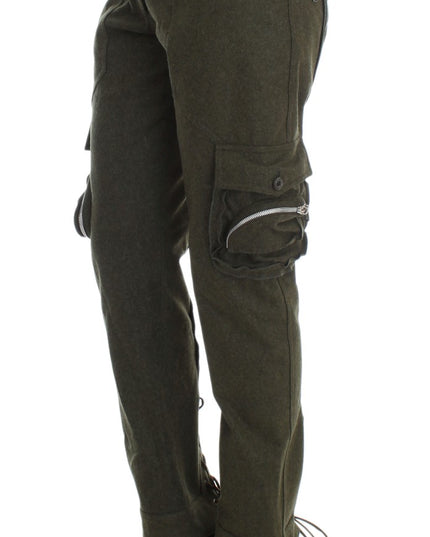 Ermanno Scervino Green Wool Blend Loose Fit Cargo Pants