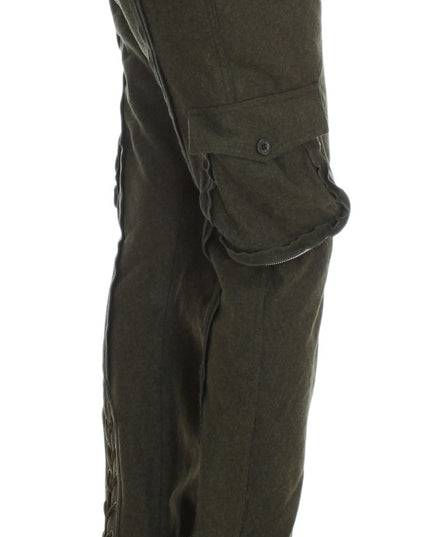 Ermanno Scervino Green Wool Blend Loose Fit Cargo Pants