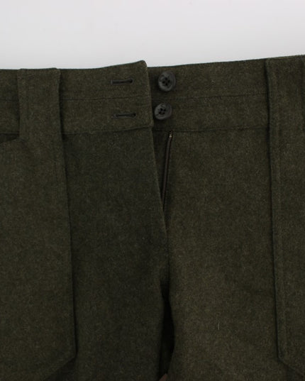 Ermanno Scervino Green Wool Blend Loose Fit Cargo Pants