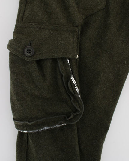 Ermanno Scervino Green Wool Blend Loose Fit Cargo Pants