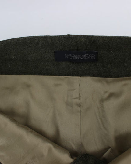 Ermanno Scervino Green Wool Blend Loose Fit Cargo Pants