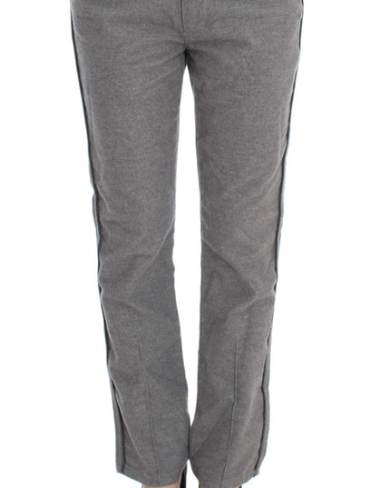 Ermanno Scervino Gray Cotton Straight Fit Casual Pants
