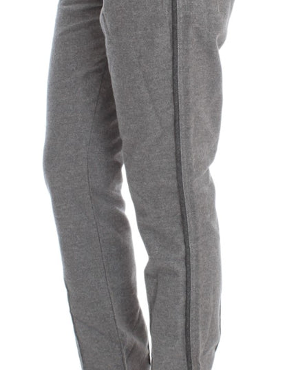Ermanno Scervino Gray Cotton Straight Fit Casual Pants