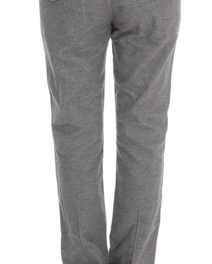 Ermanno Scervino Gray Cotton Straight Fit Casual Pants