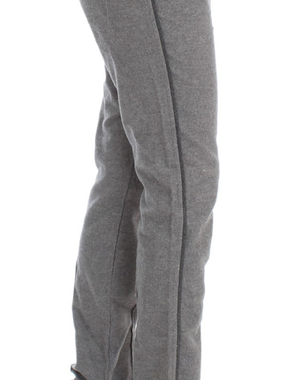 Ermanno Scervino Gray Cotton Straight Fit Casual Pants