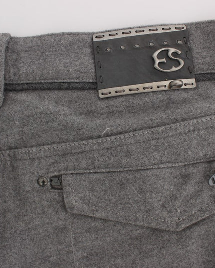 Ermanno Scervino Gray Cotton Straight Fit Casual Pants