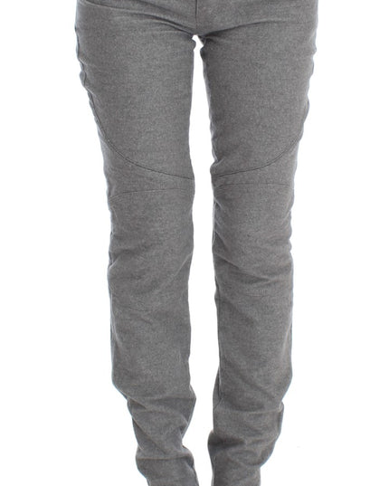 Ermanno Scervino Gray Cotton Slim Fit Casual Bootcut Pants