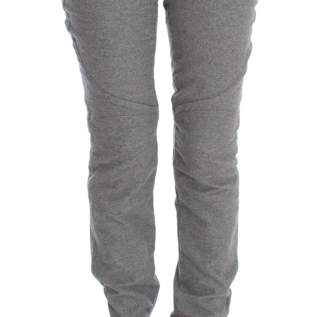Ermanno Scervino Gray Cotton Slim Fit Casual Bootcut Pants