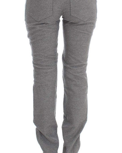 Ermanno Scervino Gray Cotton Slim Fit Casual Bootcut Pants