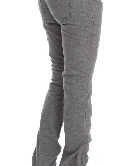 Ermanno Scervino Gray Cotton Slim Fit Casual Bootcut Pants