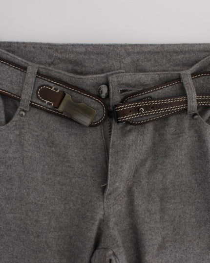 Ermanno Scervino Gray Cotton Slim Fit Casual Bootcut Pants