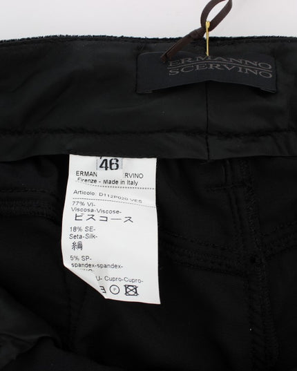 Ermanno Scervino Black Viscose Blend Velvet Slim Fit Pants