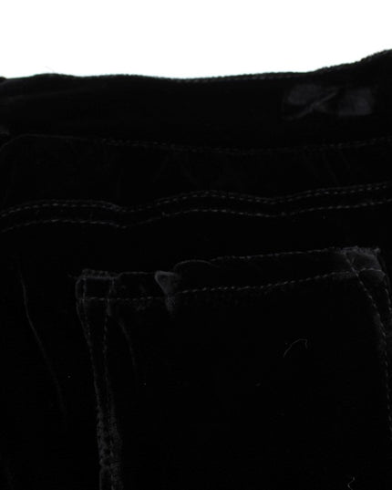 Ermanno Scervino Black Viscose Blend Velvet Slim Fit Pants