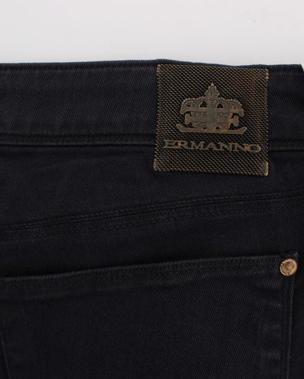 Ermanno Scervino Blue Cotton Blend Casual Fit Pants