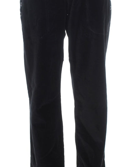 Ermanno Scervino Black Velvet Cotton Straight Legs Pants